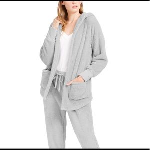 Grey teddy hooded cozy cardigan MEDIUM